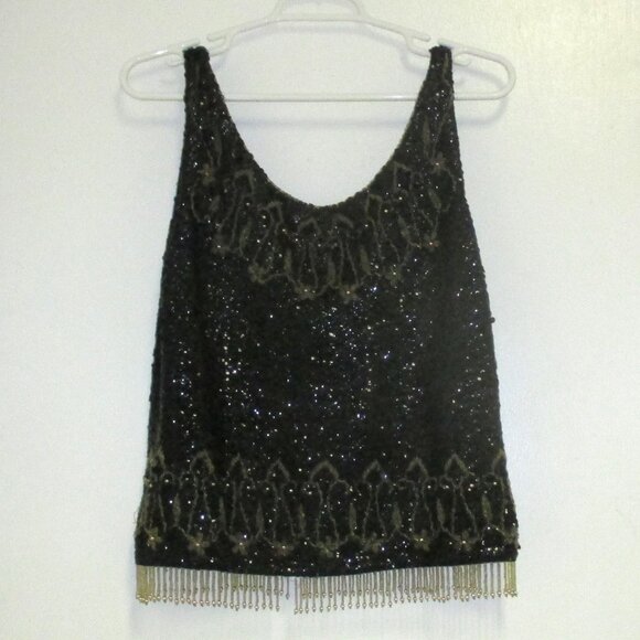 Shirt - Vintage Hand Beaded in Hong Kong  Women's Black Dressy Tank Top - Picture 11 of 13